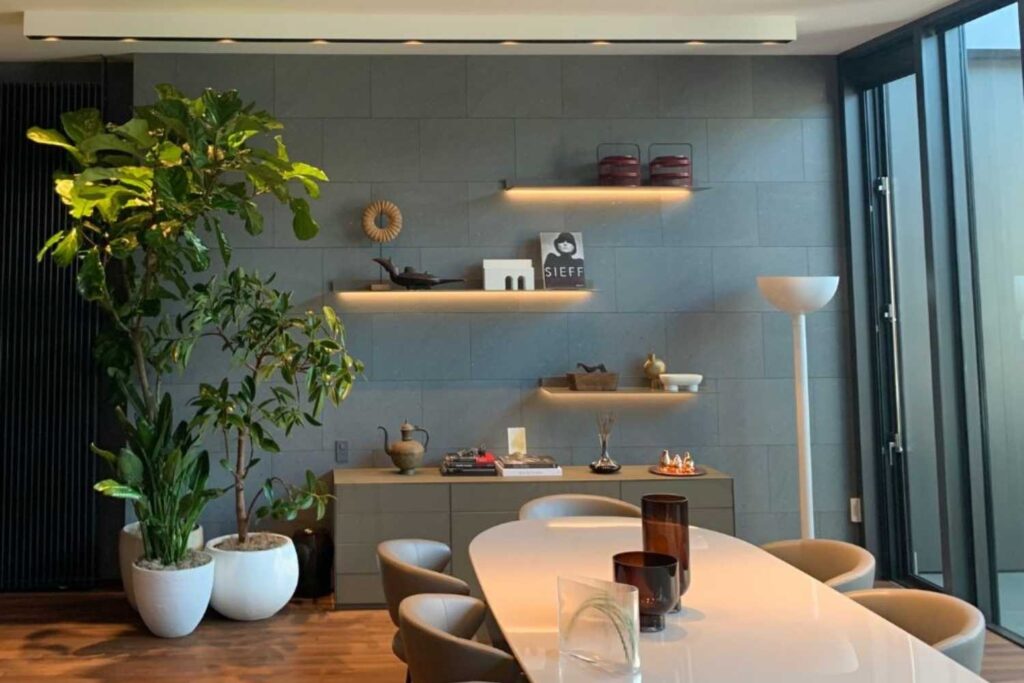 京都の撮影スタジオのオフィス緑化。室内緑化ではバイオフィリックデザインを基に植栽提案を行います。